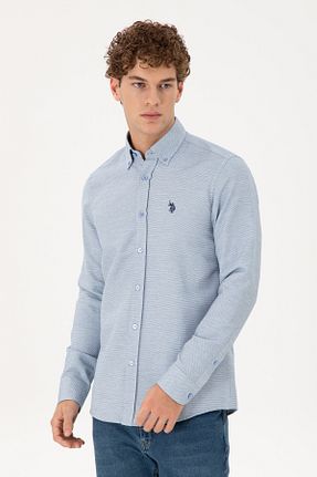 پیراهن آبی مردانه یقه دکمه دار U.S. Polo Assn. - کد 871199874