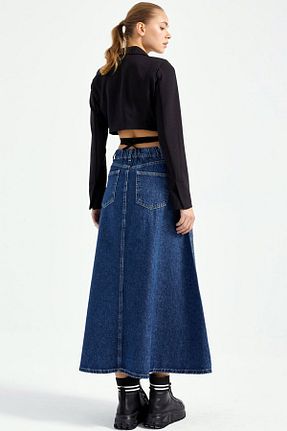 دامن سرمه ای زنانه پنبه ای CoolLook - کد 871203381
