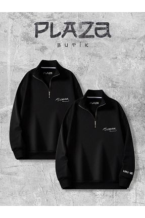 سوئیشرت مشکی زنانه ساده Plaza Butik - کد 871216606