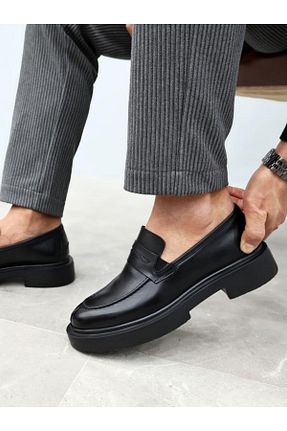 کفش کژوال مشکی مردانه چرم خالص İBAY - کد 871246395