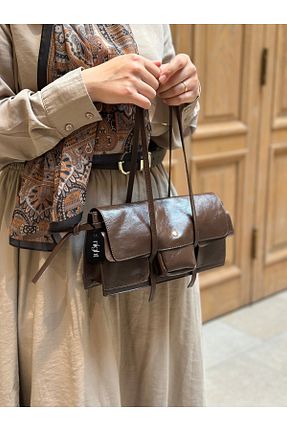 کیف دوشی قهوه ای زنانه چرم مصنوعی Night - کد 870950448