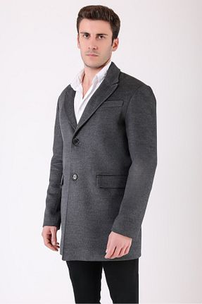 پالتو پشمی طوسی مردانه رگولار Leather Club - کد 871289867