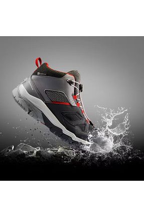 بوت / نیم بوت طوسی بچه گانه چرم مصنوعی Decathlon - کد 871405243