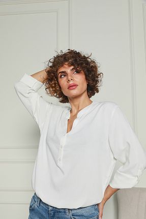 پیراهن سفید زنانه رگولار Butik - کد 871404970