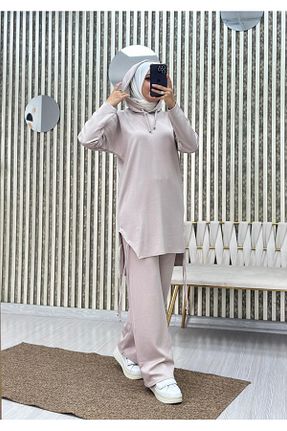 ست گرمکن حجاب بژ زنانه رگولار Moda Krash - کد 871312550