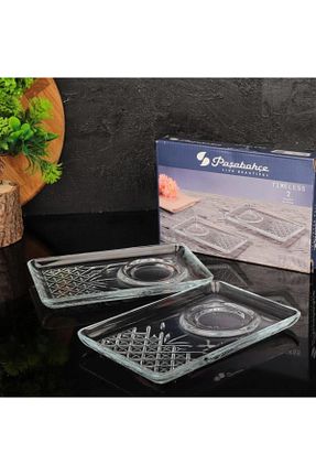 کاسه و بشقاب دکوراتیو طوسی شیشه Paşabahçe - کد 871336449