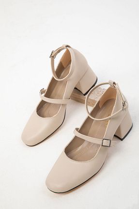 کفش پاشنه بلند کلاسیک بژ زنانه چرم مصنوعی SOHO - کد 867641331