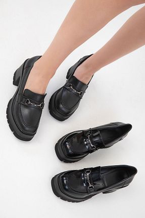 کفش پاشنه بلند کلاسیک مشکی زنانه چرم مصنوعی SOHO - کد 867641516