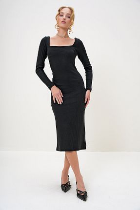 لباس مشکی زنانه بافتنی Trend Alaçatı Stili - کد 868656190