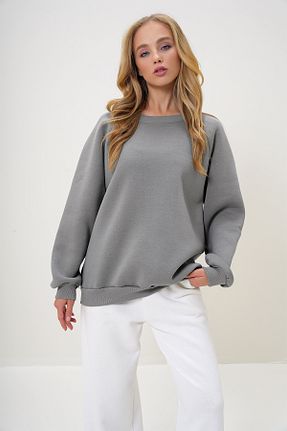 سوئیشرت طوسی زنانه ساده Trend Alaçatı Stili - کد 871048456