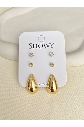 گوشواره جواهر طلائی زیرکن DEMOKAN - کد 869825527