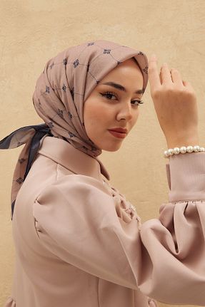 روسری قهوه ای پنبه ای SİLKHOMEE - کد 870295643