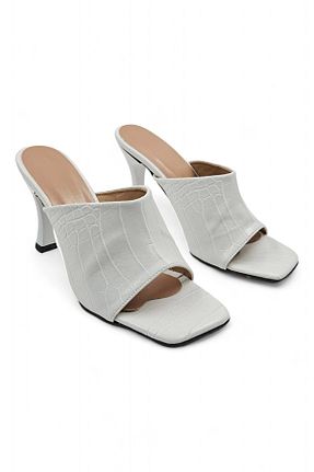 دمپائی سفید زنانه چرم مصنوعی Melen Shoes - کد 461930007