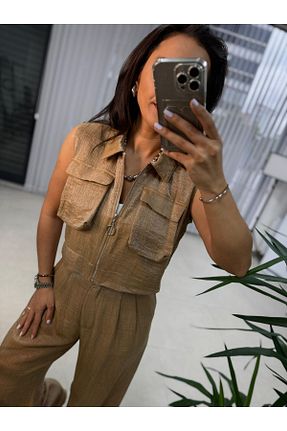 ست بالاتنه و پائین تنه خاکی زنانه لیکرا caddstore - کد 870301805