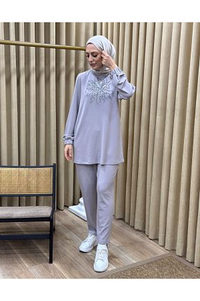 ست بالاتنه و پائین تنه طوسی زنانه بافتنی Nuss - کد 869841552