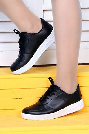 کفش اسنیکر مشکی زنانه بند دار Melen Shoes - کد 658687226