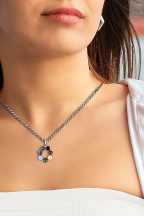 گردنبند جواهر رنگی زنانه سنگ طبیعی TAŞ SEPETİ - کد 857618426