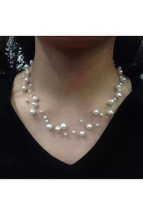 گردنبند جواهر بژ زنانه مروارید İPAR AKSESUAR - کد 869868007