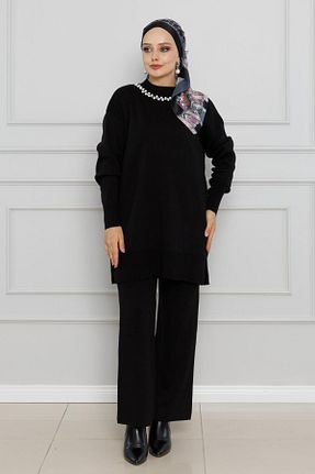 ست بالاتنه و پائین تنه حجاب مشکی زنانه اورسایز Sevitli - کد 859584493