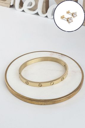 دستبند استیل (فولاد) طلائی زنانه استیل (فولاد) Çlk Accessories - کد 49423155