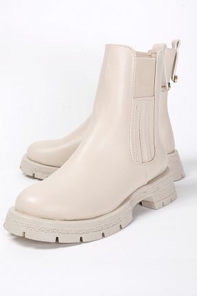 بوت / نیم بوت بژ زنانه چرم مصنوعی Liza Shoes - کد 869881557
