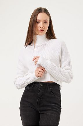 پلیور سفید زنانه Saç Örgü POODLE - کد 869899791