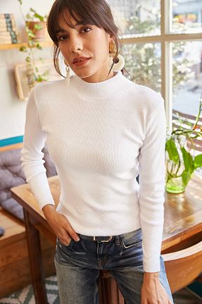 پلیور سفید زنانه ساده Olalook - کد 31266478
