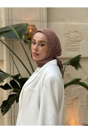 روسری قهوه ای پلی استر Modakaşmir - کد 869933996
