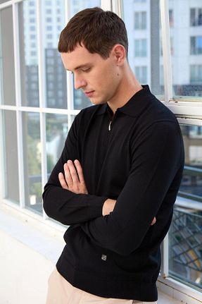 پلیور مشکی مردانه ساده Knitology - کد 869942521