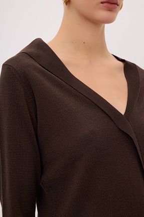 بلوز قهوه ای زنانه ساده adL - کد 869949048