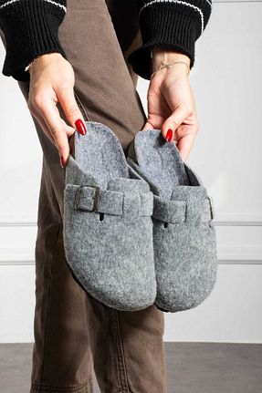 دمپائی خانگی طوسی زنانه پارچه ای SAGİYEEK - کد 870479307