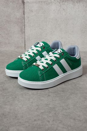 کفش اسنیکر سبز زنانه بند دار L.A Polo - کد 846168259