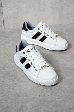 کفش اسنیکر سفید زنانه بند دار L.A Polo - کد 845589079