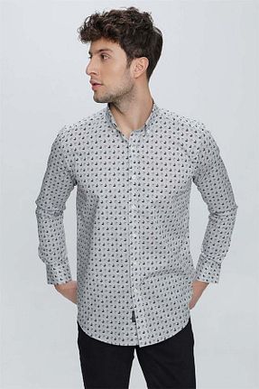 پیراهن طوسی مردانه اسلیم فیت İmza - کد 655061020