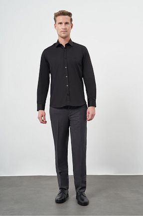 پیراهن مشکی مردانه اسلیم فیت İmza - کد 869975959