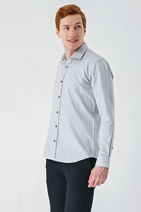 پیراهن طوسی مردانه اسلیم فیت İmza - کد 816622894
