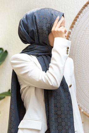 شال آبی زنانه ابریشم Vissona - کد 869979645