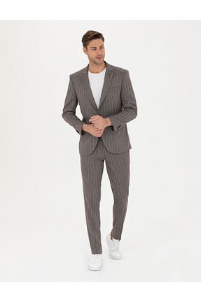 کت و شلوار قهوه ای مردانه بافتنی Pierre Cardin - کد 904930298