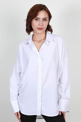 پیراهن سفید زنانه اورسایز GİYSA - کد 804371805