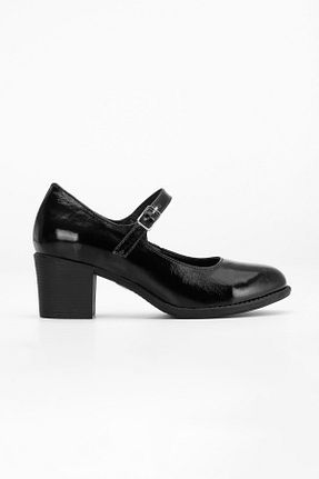 کفش پاشنه بلند کلاسیک مشکی زنانه چرم خالص ANALİN SHOES - کد 856267121