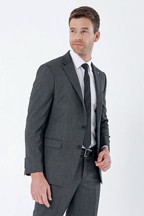 کت و شلوار طوسی مردانه یقه کتی İmza - کد 776732070
