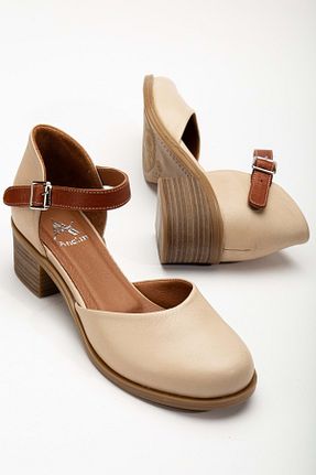 صندل بژ زنانه پاشنه ضخیم ANALİN SHOES - کد 824510719