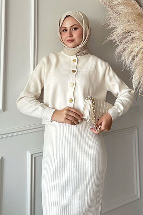 ست بالاتنه و پائین تنه حجاب سفید زنانه رگولار InStyle - کد 870037030