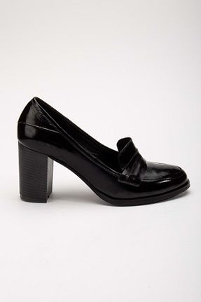 کفش پاشنه بلند کلاسیک مشکی زنانه چرم خالص ANALİN SHOES - کد 827697807