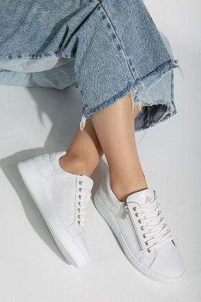 کفش اسنیکر سفید زنانه چرم اصل ANALİN SHOES - کد 830673215