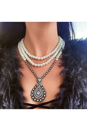 گردنبند جواهر متالیک زنانه شیشه Ma Atölye - کد 677992023