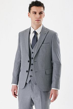 کت و شلوار طوسی مردانه یقه کتی İmza - کد 805370596