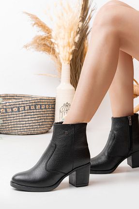بوت / نیم بوت مشکی زنانه چرم خالص Dericalle shoes - کد 845426684