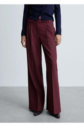 شلوار زرشکی زنانه الاستین MANGO - کد 870104232