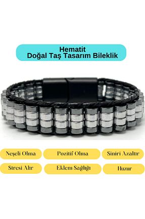 دستبند جواهر مشکی مردانه سنگ طبیعی YILDIZ DOĞAL TAŞ - کد 854909974